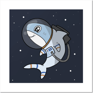 Cute Shark Astronaut Posters and Art